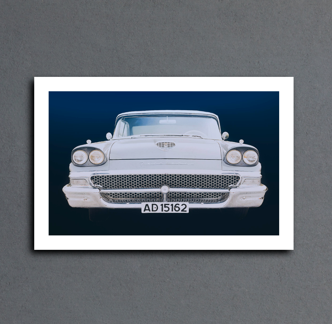 A 1958 Ford Fairlane Blue American classic car fine art photography wall art print by Douglas Carr – Oslo Art Prints