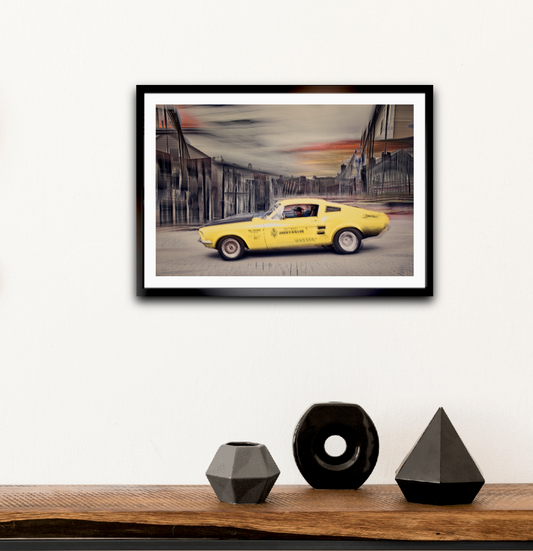 A yellow American automotive Ford Mustang classic car fine art photography wall art prints art by Douglas Carr – Oslo Art Prints
