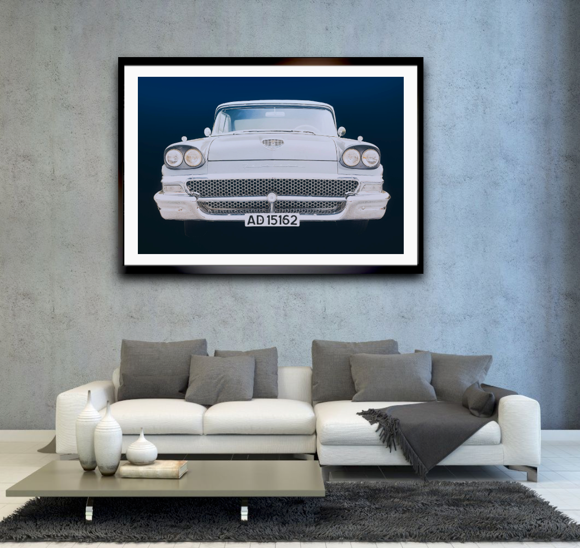 A 1958 Ford Fairlane Blue American classic car fine art photography wall art print by Douglas Carr – Oslo Art Prints