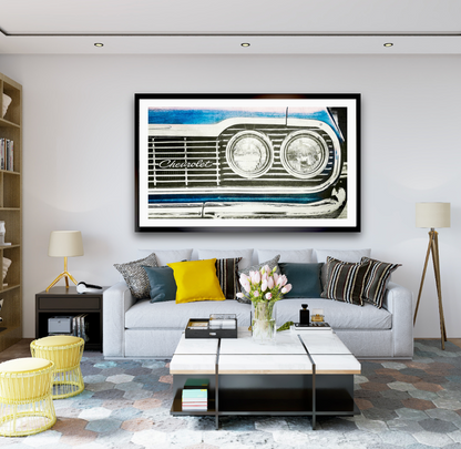 1964 Chevrolet Chevelle Malibu grille and headlights American classic car fine art photography wall art print by Douglas Carr – Oslo Art Prints