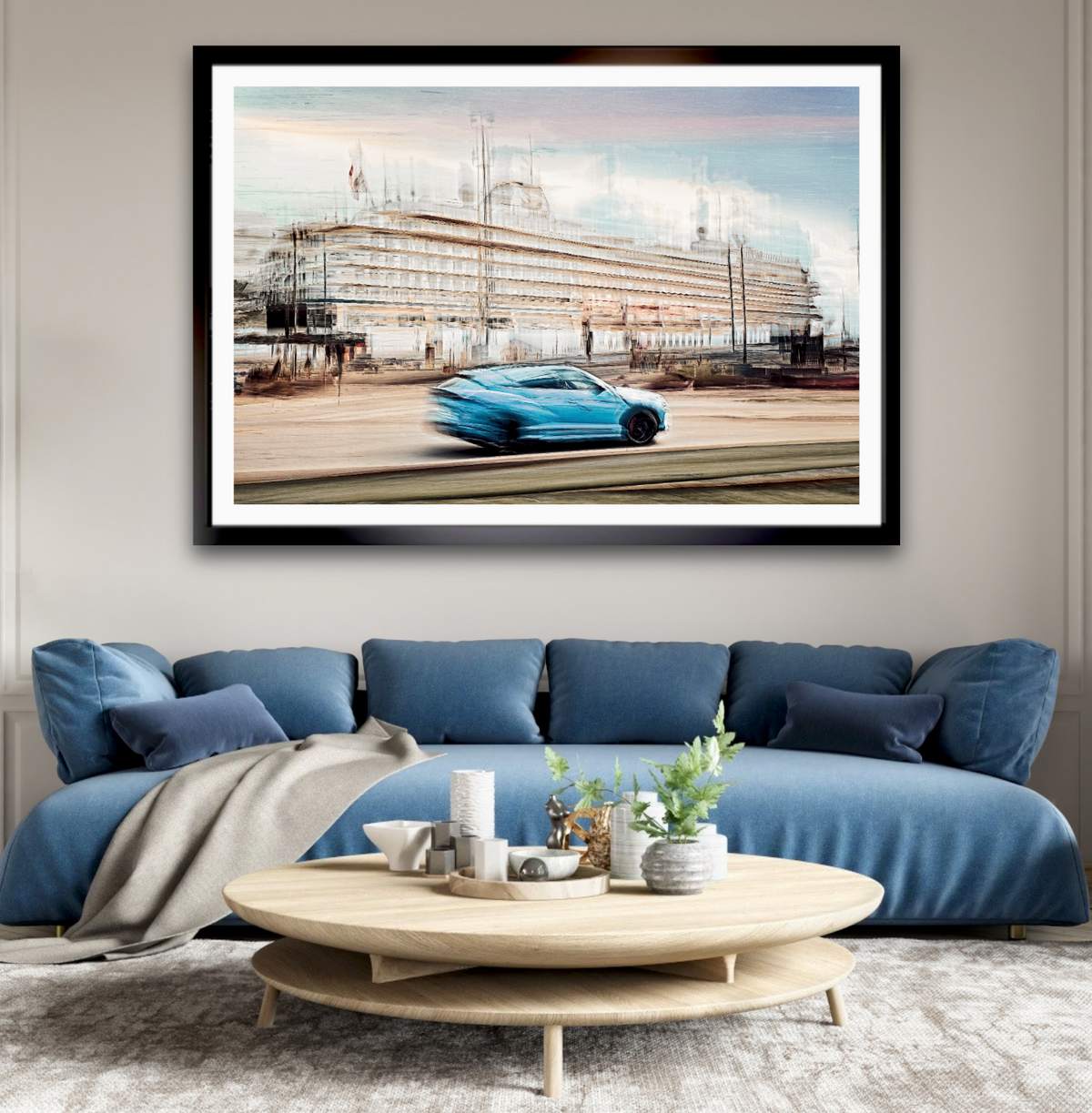 Automotive Limited Edition wall art print of Lamborghini Urus classic sports car  and a cruise ship in Oslo harbour by Douglas Carr Photography