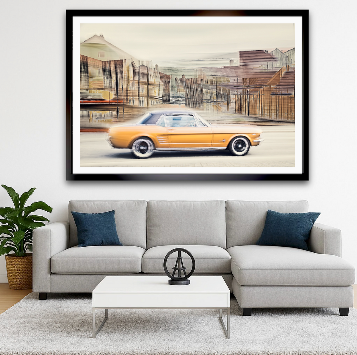 Automotive Limited Edition wall art print of American classic Golden Nugget Ford Mustang motor car by Douglas Carr 