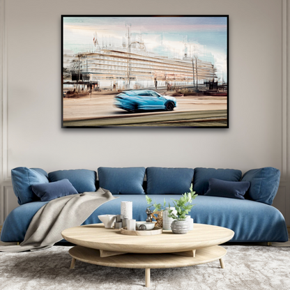 Automotive Limited Edition wall art print of Lamborghini Urus classic sports car  and a cruise ship in Oslo harbour by Douglas Carr Photography