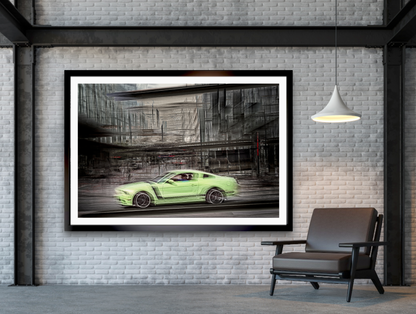 Automotive art print of American classic Ford Mustang by Douglas Carr
