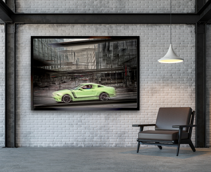 Automotive art print of American classic Ford Mustang by Douglas Carr
