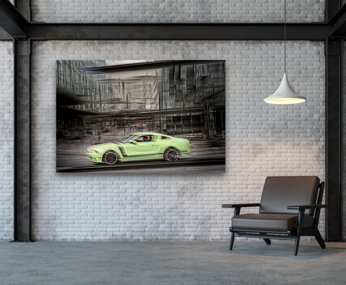 Automotive art print of American classic Ford Mustang by Douglas Carr
