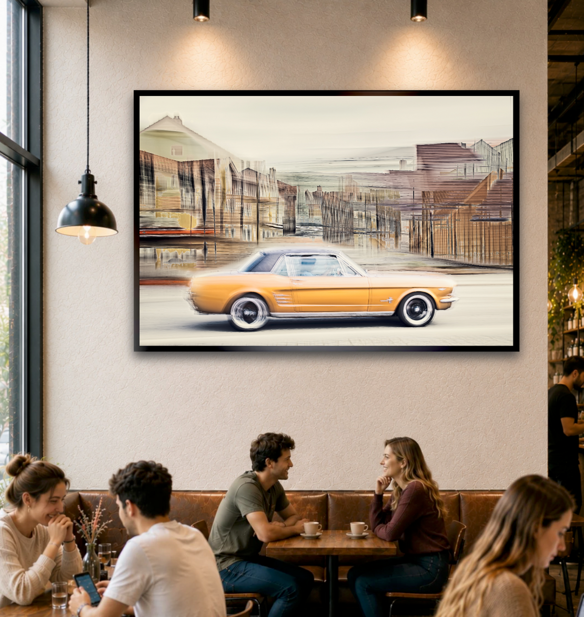 Automotive Limited Edition wall art print of American classic Golden Nugget Ford Mustang motor car by Douglas Carr 