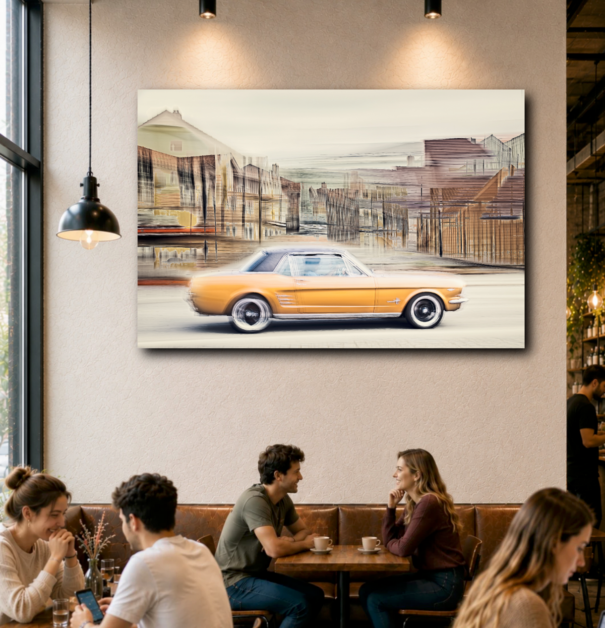 Automotive Limited Edition wall art print of American classic Golden Nugget Ford Mustang motor car by Douglas Carr 