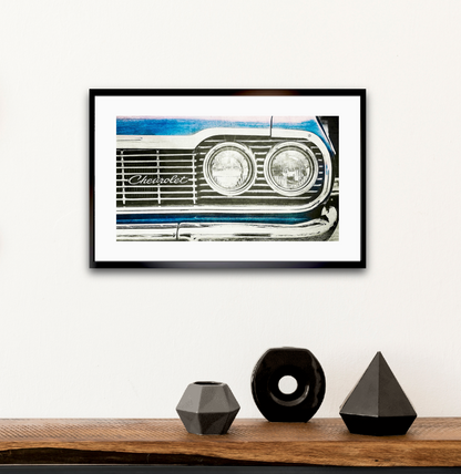1964 Chevrolet Chevelle Malibu grille and headlights American classic car fine art photography wall art print by Douglas Carr – Oslo Art Prints