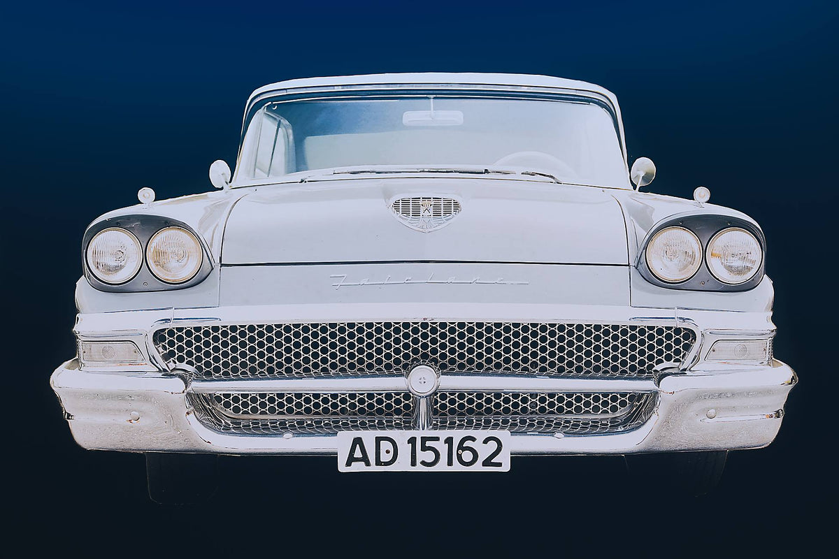 A 1958 Ford Fairlane Blue American classic car fine art photography wall art print by Douglas Carr – Oslo Art Prints