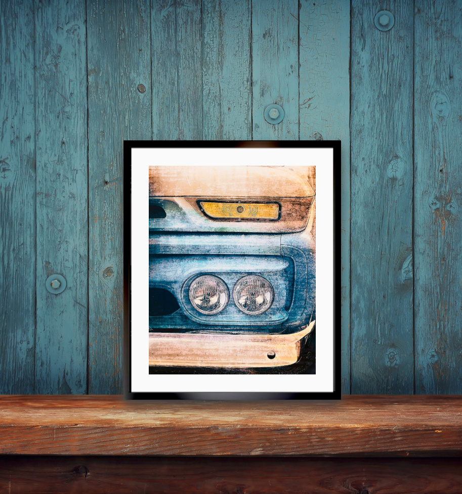 1960s GMC pick up truck headlights grille American classic car fine art photography wall art print by Douglas Carr – Oslo Art Prints