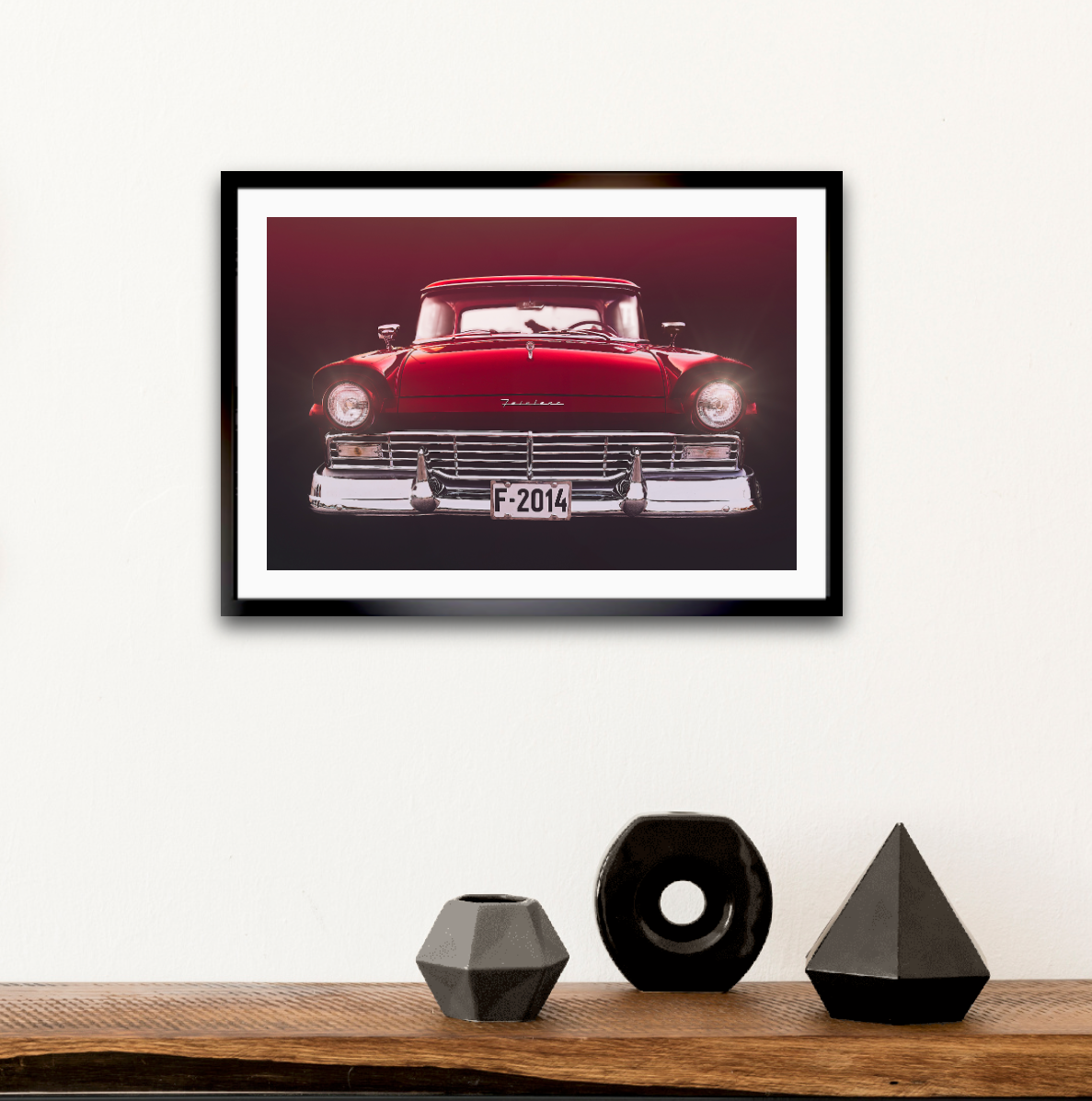 A red hot Ford Fairlane American classic car fine art photography wall art print by Douglas Carr – Oslo Art Prints