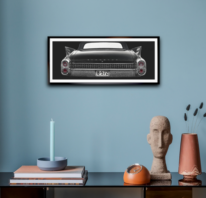 Eldorado Noir – a 1960 Cadillac Eldorado convertible from behind an American classic car fine art photography wall art print by Douglas Carr – Oslo Art Prints