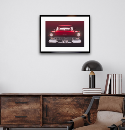 A red hot Ford Fairlane American classic car fine art photography wall art print by Douglas Carr – Oslo Art Prints