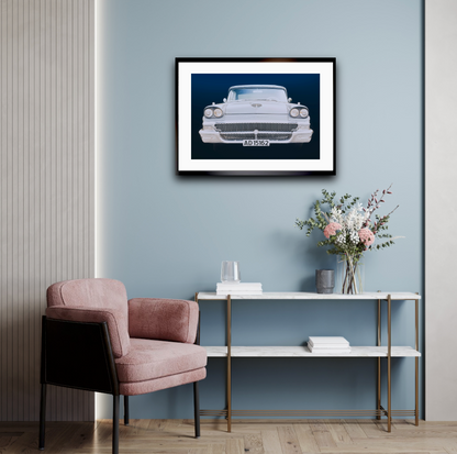 A 1958 Ford Fairlane Blue American classic car fine art photography wall art print by Douglas Carr – Oslo Art Prints