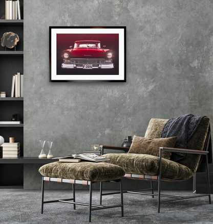 A red hot Ford Fairlane American classic car fine art photography wall art print by Douglas Carr – Oslo Art Prints
