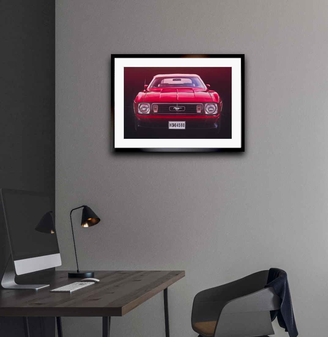 A red Ford Mustang an American classic car fine art photography wall art print by Douglas Carr – Oslo Art Prints