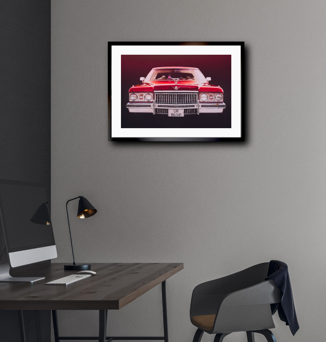 Red 1973 Cadillac Coupe de Ville, vintage AMCAR American classic car fine art photography wall art print by Douglas Carr – Oslo Art Prints