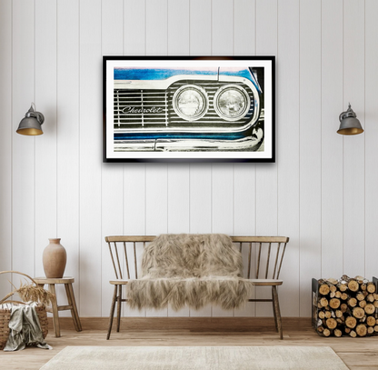 1964 Chevrolet Chevelle Malibu grille and headlights American classic car fine art photography wall art print by Douglas Carr – Oslo Art Prints