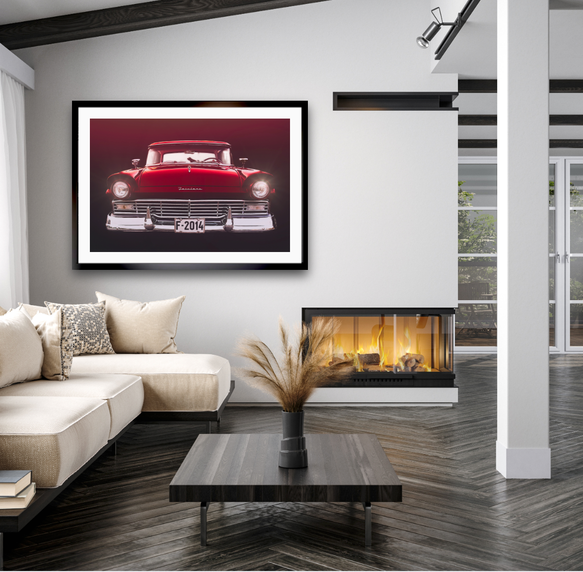 A red hot Ford Fairlane American classic car fine art photography wall art print by Douglas Carr – Oslo Art Prints