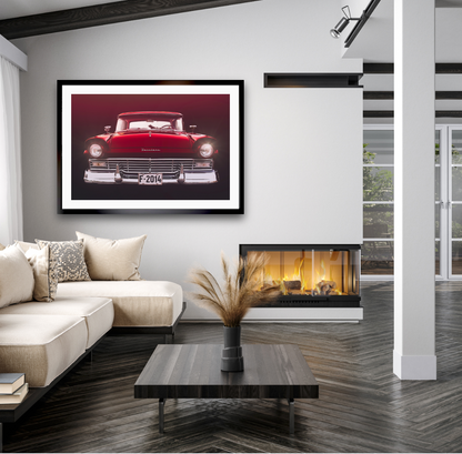 A red hot Ford Fairlane American classic car fine art photography wall art print by Douglas Carr – Oslo Art Prints