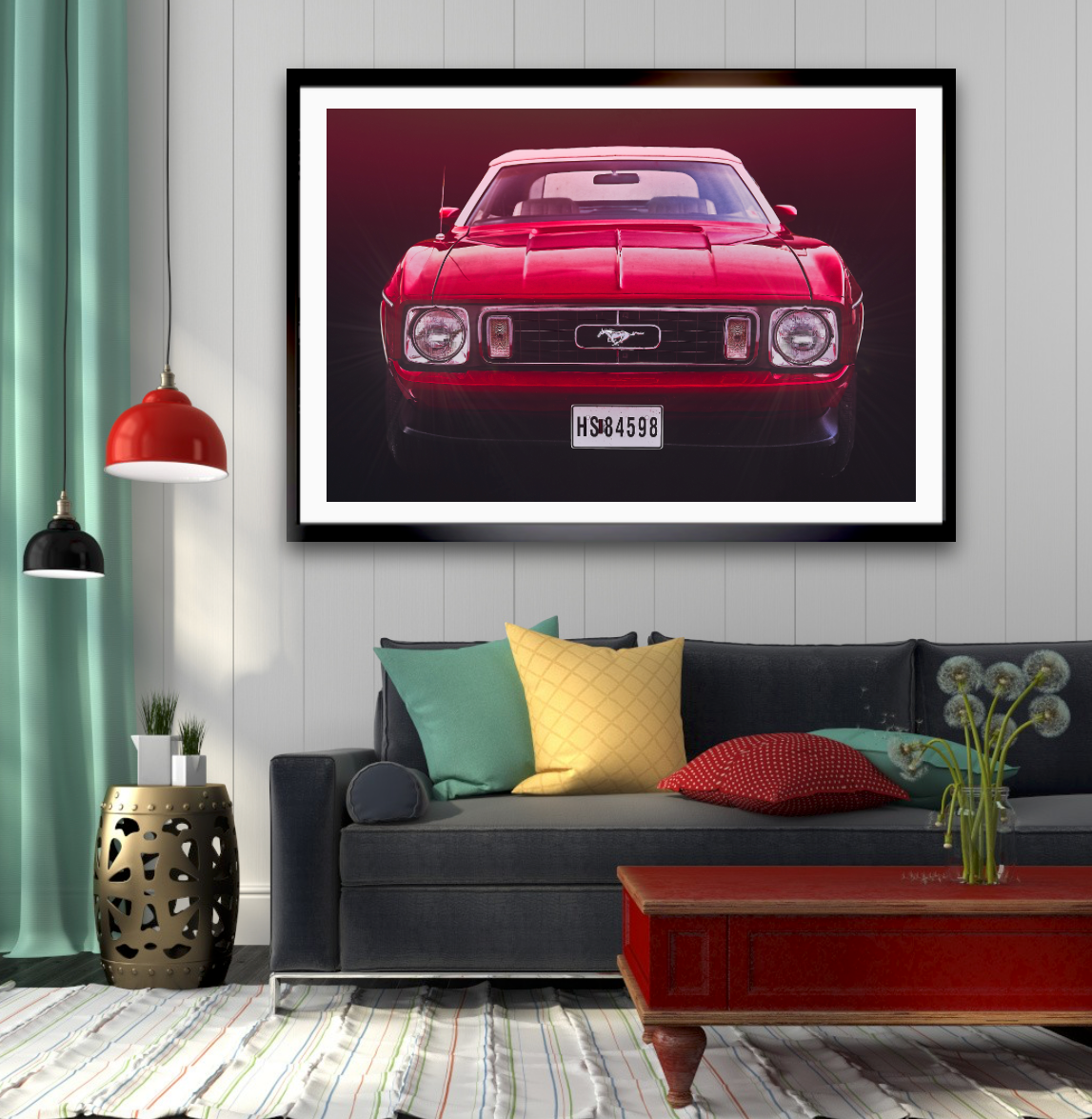 A red Ford Mustang an American classic car fine art photography wall art print by Douglas Carr – Oslo Art Prints