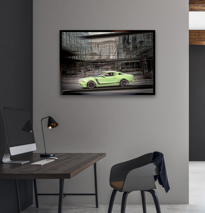 Automotive art print of American classic Ford Mustang by Douglas Carr
