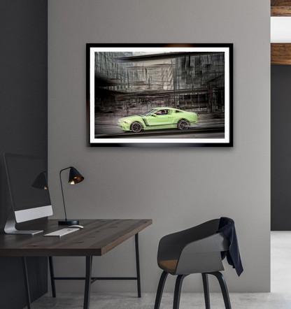 Automotive art print of American classic Ford Mustang by Douglas Carr
