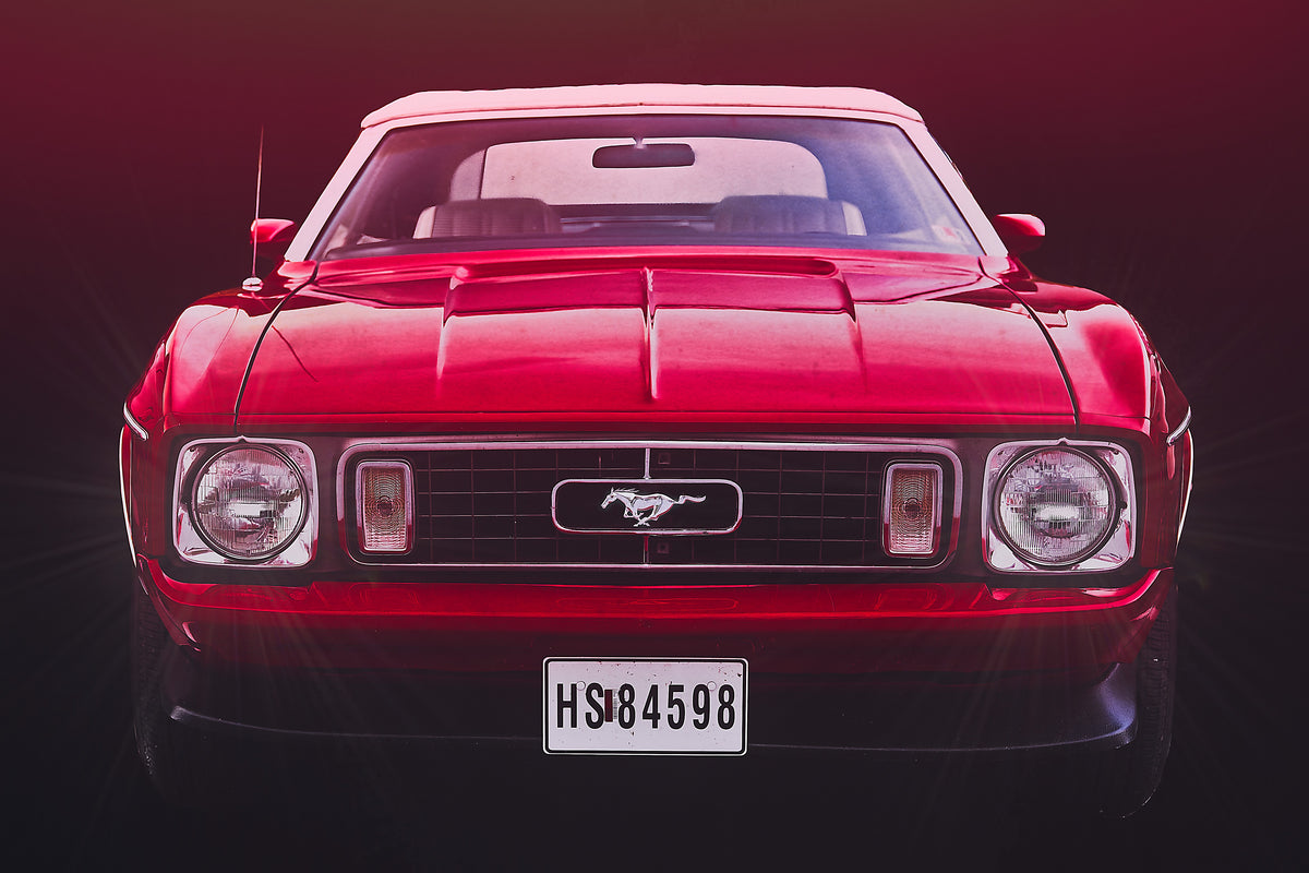 A red Ford Mustang an American classic car fine art photography wall art print by Douglas Carr – Oslo Art Prints