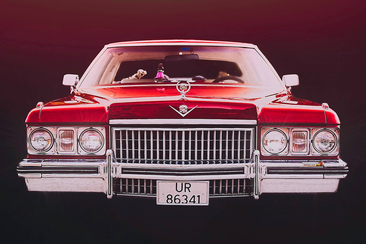 Red 1973 Cadillac Coupe de Ville, vintage AMCAR American classic car fine art photography wall art print by Douglas Carr – Oslo Art Prints