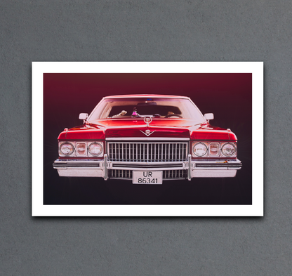 Red 1973 Cadillac Coupe de Ville, vintage AMCAR American classic car fine art photography wall art print by Douglas Carr – Oslo Art Prints
