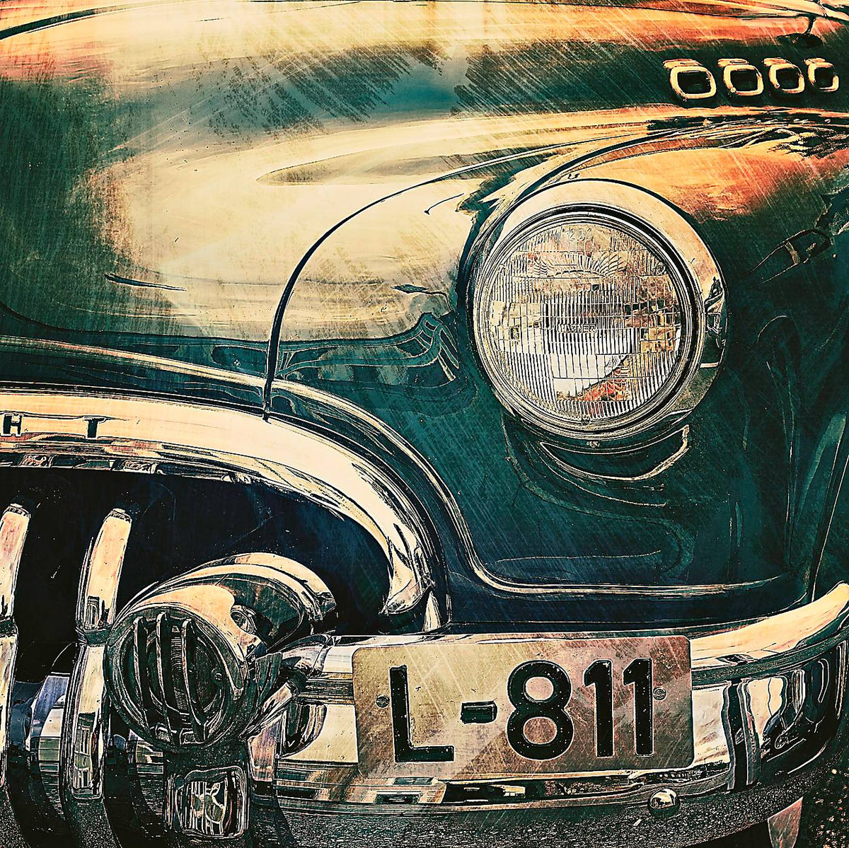 American classic 1950 Buick Roadmaster Tourback vintage car close up grille details Limited Edition fine art photography wall art print by Douglas Carr – Oslo Art Prints