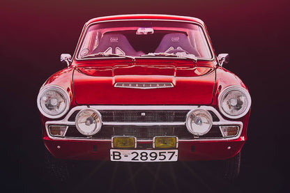 A Red Ford Cortina Mk1 a British classic car fine art photography wall art print by Douglas Carr – Oslo Art Prints