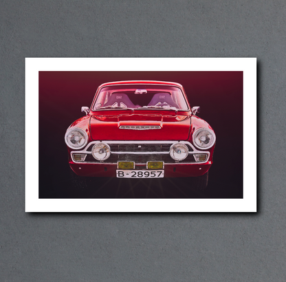 A Red Ford Cortina MK1 British classic car fine art photography wall art print by Douglas Carr – Oslo Art Prints