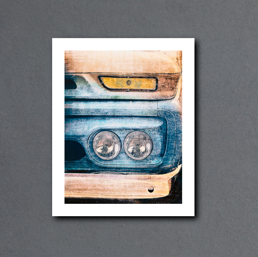 1960s GMC pick up truck headlights grille American classic car fine art photography wall art print by Douglas Carr – Oslo Art Prints